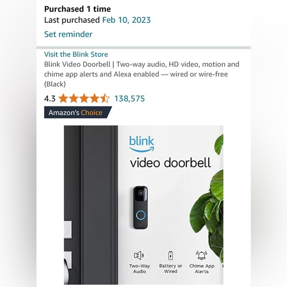 Blink Video Door Bell AND MOUNT (Black, Like New) - Picture 4 of 16